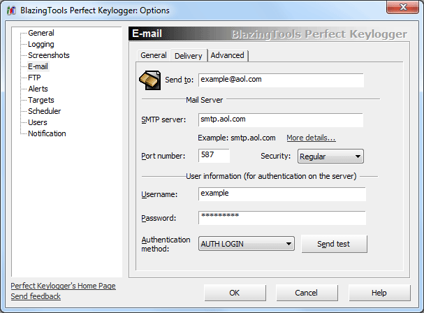 E-mail Delivery options