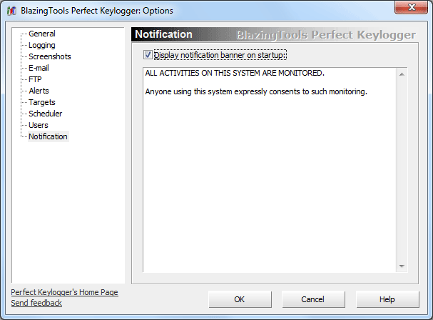 Notification options