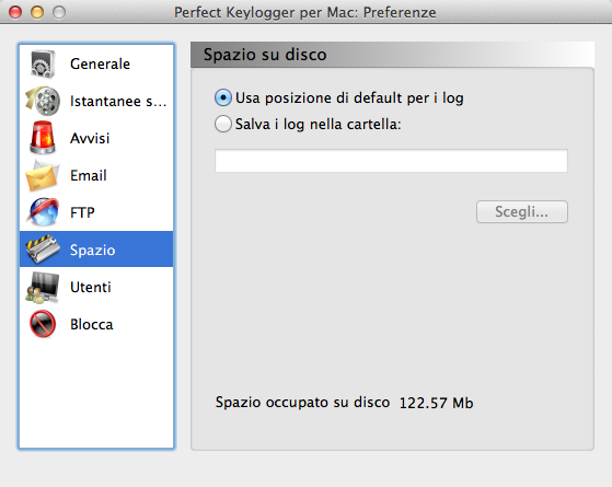 iMac and MacBook monitoring software - Perfect Keylogger - storage options