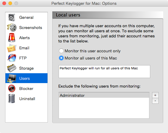 Apple Spy software - Perfect Keystroke logger - User options