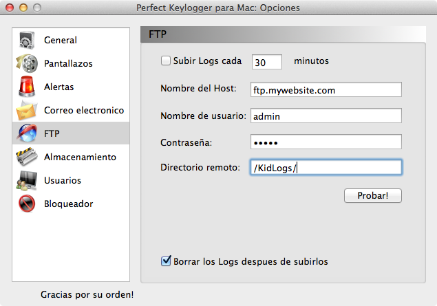 Stealth invisible Mac keylogger - Perfect Keylogger - FTP uploading options