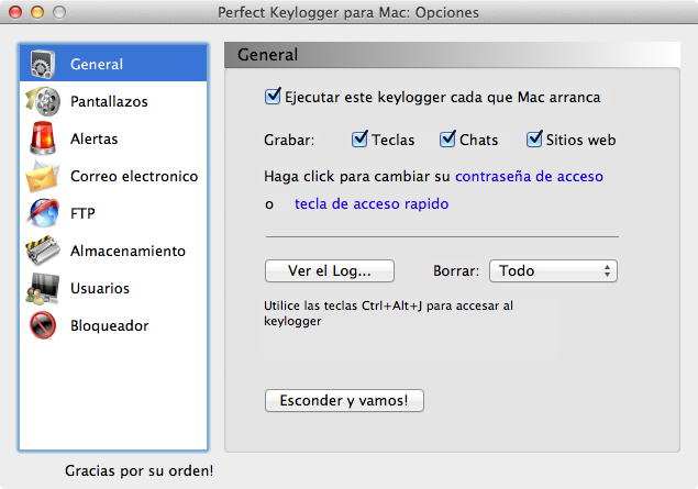 Mac Keylogger - Perfect Key Logger - General Options