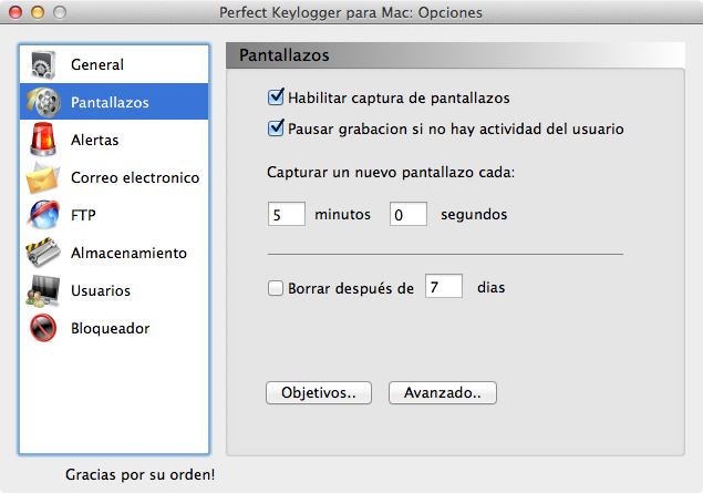 Keylogger for Mac - Perfect Key Logger - Screenshot recording options