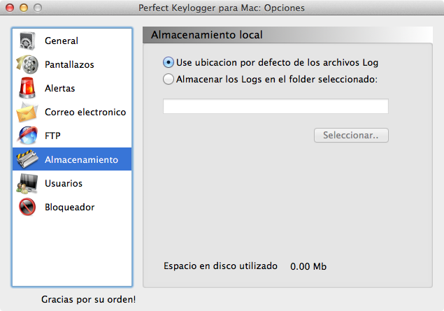 Mac spy software - strorage options