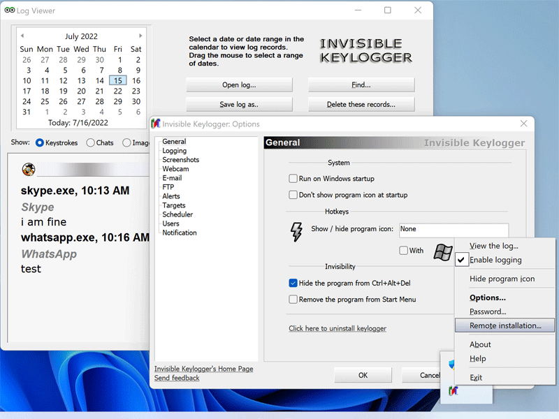 BlazingTools Perfect Keylogger screenshot BlazingTools Perfect Keylogger screenshot