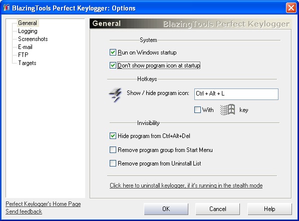 Options: General dialog