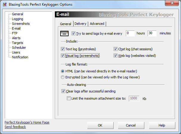 Perfect Keylogger Online Help