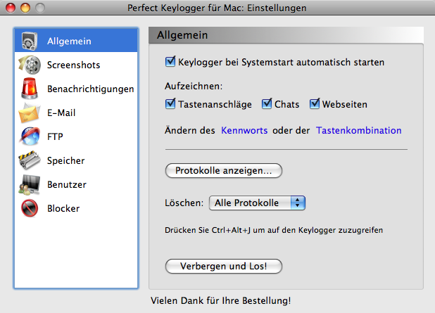 Mac Keylogger - Perfect Key Logger - General Options