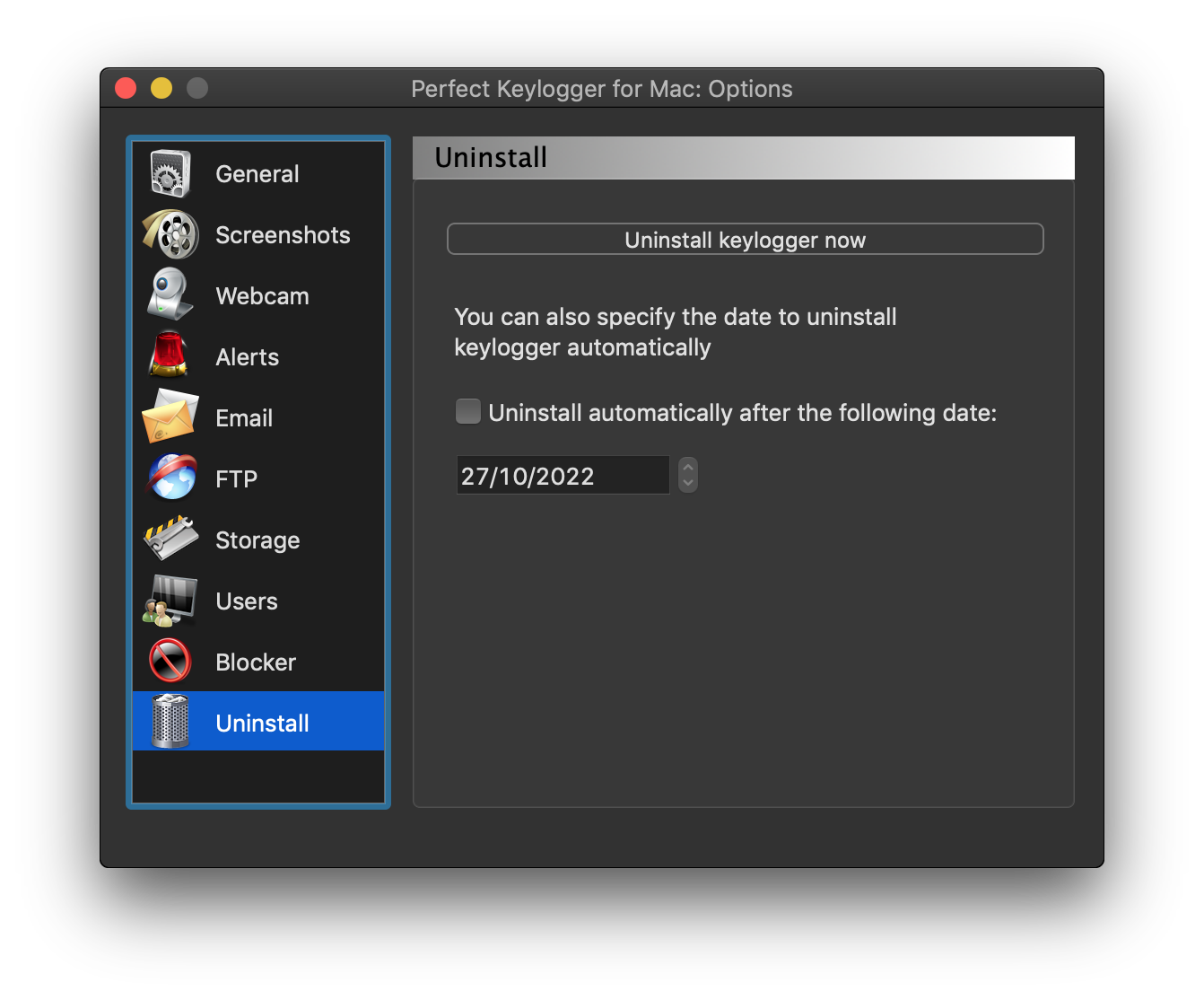 Uninstall Perfet Keylogger for Mac